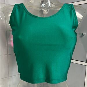 Jade Green Shimmery Spandex Cropped Tank Top L